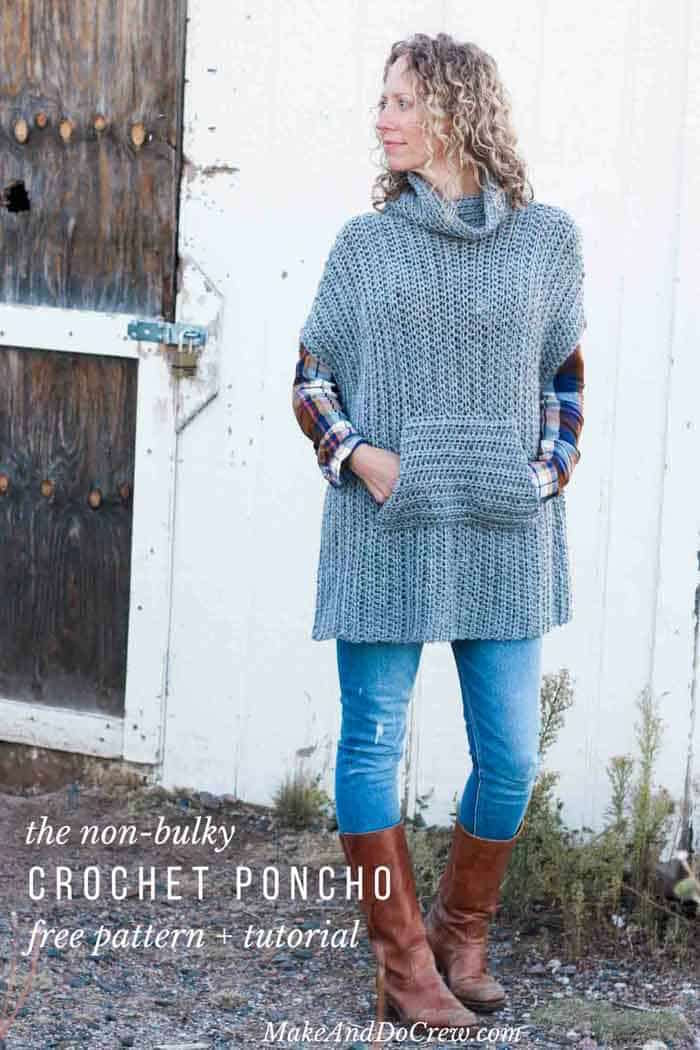 Modern Free crochet poncho pattern with a pocket Modern Free crochet poncho pattern with a pocket