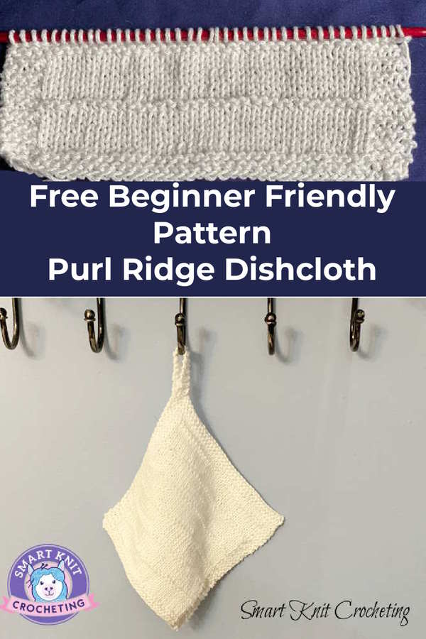 Purl Ridge Dishcloth Free Beginner Friendly Pattern, pin image