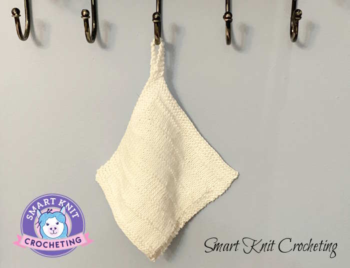 Purl Ridge Dishcloth knit with 100% cotton yarn made with an additional loop