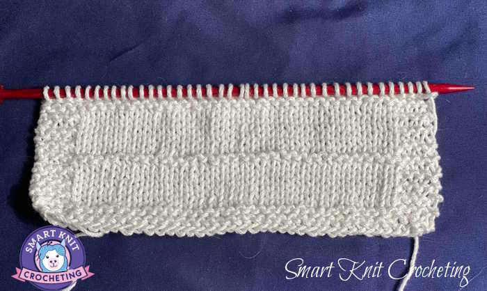 Swatch showing the right side of thepurl ridge stitch worked in white, 100% cotton
