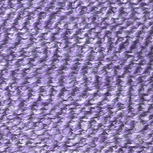 garter stitch worked in purple homespun yarn
