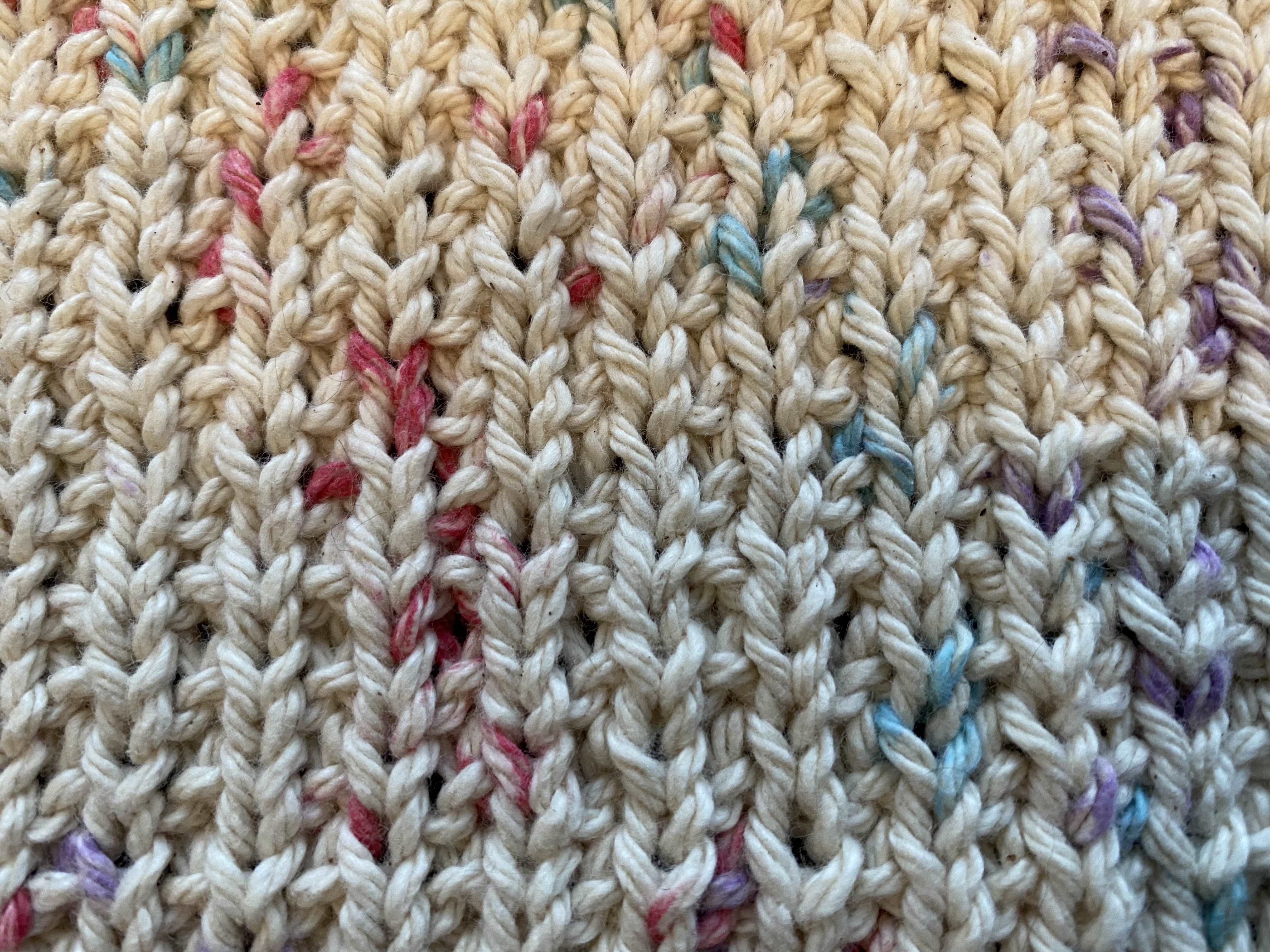 Close up of the wrong side of the knitted rice stitch Close up of the wrong side of the knitted rice stitch