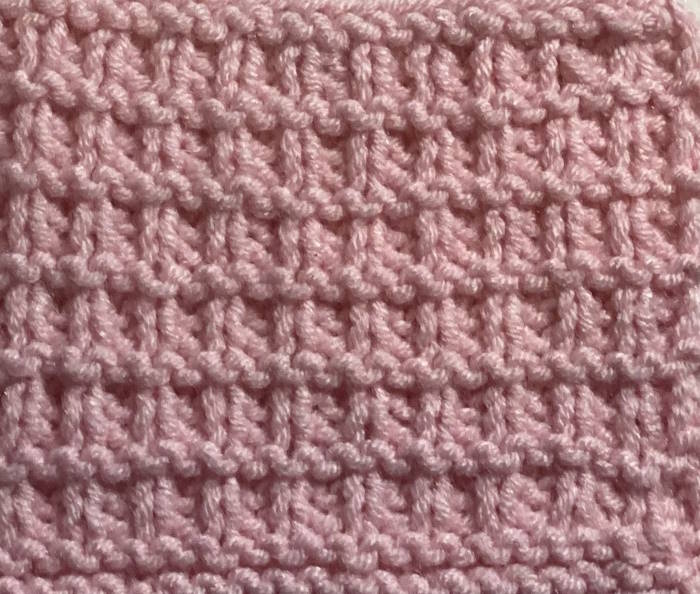 Ridged Rib Knit Stitch Pattern, Right Side Right side showing of the ridged rib knit stitch pattern