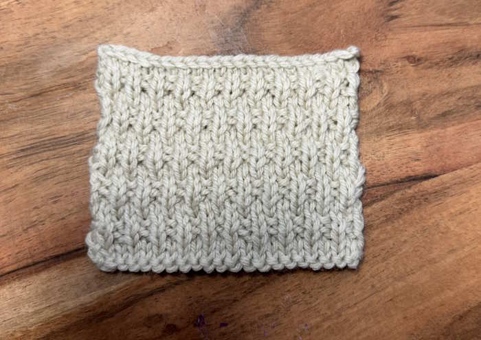 The roman knit rib stitch showing the right side. The roman knit rib stitch showing the right side.
