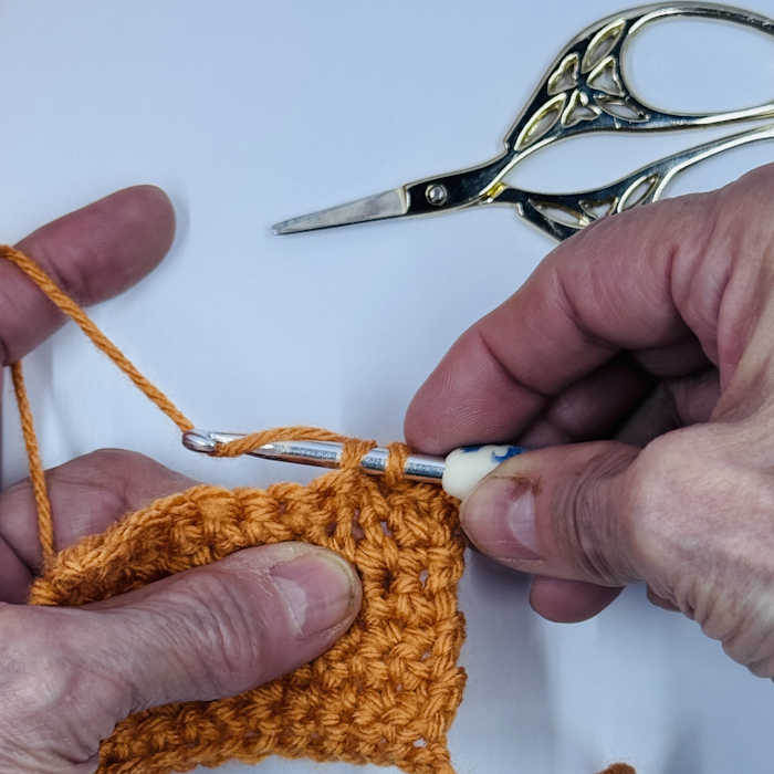 Step 2 in making the single crochet decrease Step 2 in making the single crochet decrease