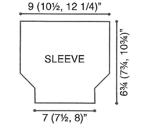 A schematics image showing the sleeve of the sweater