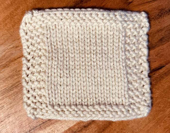 A knitted swatch of Lion Brand Schitt's Creek worsted weight yarn A knitted swatch of Lion Brand Schitt's Creek worsted weight yarn