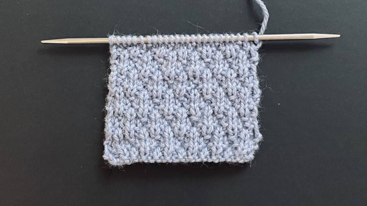 Seersucker knit stitch showing right side