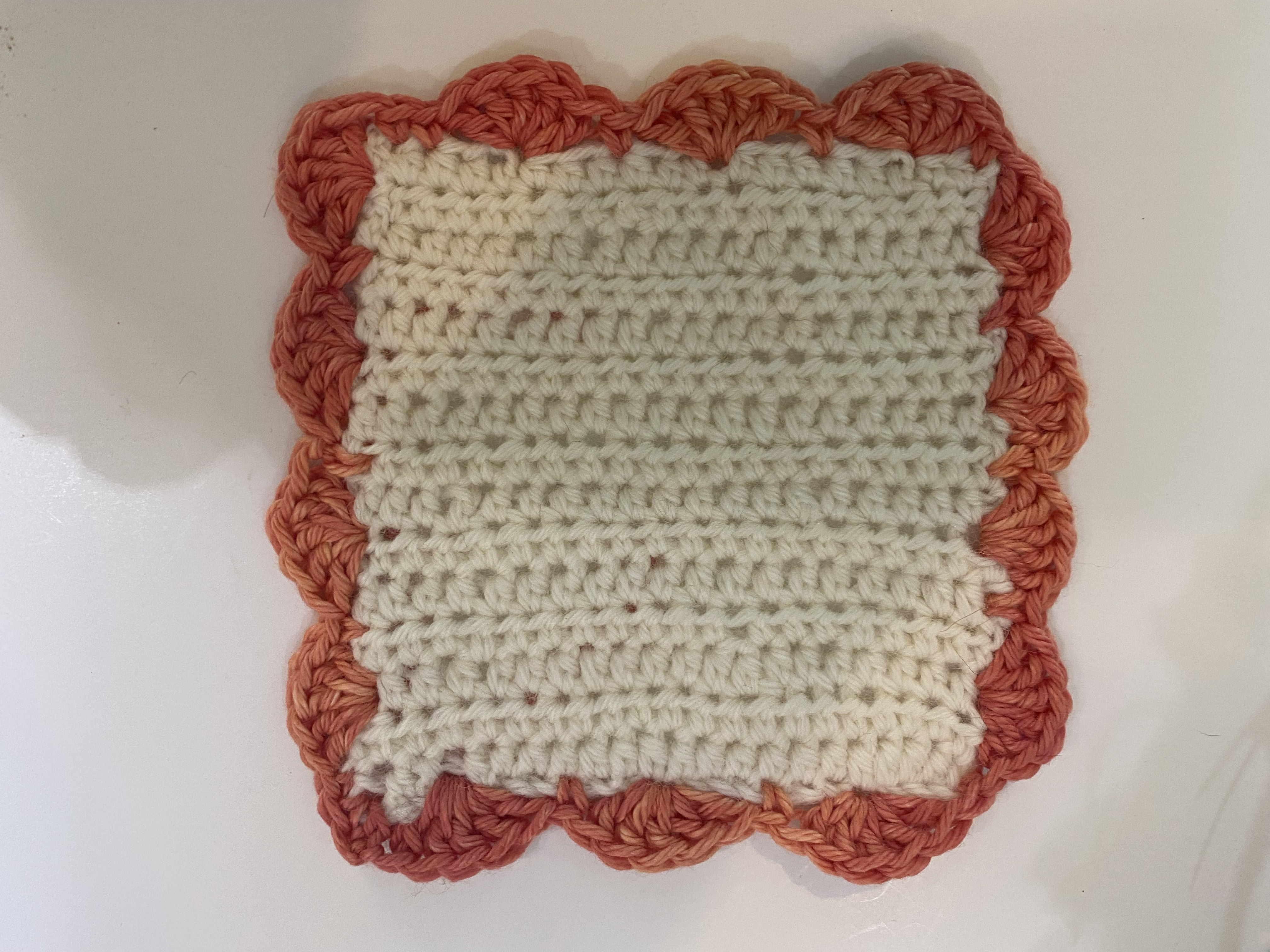 Crochet swatch with Crochet Shell Stitch border