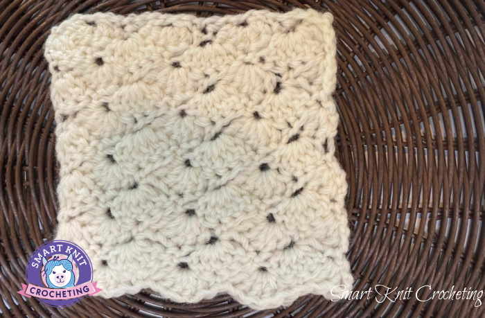 Crochet shell stitch swatch worked in one color