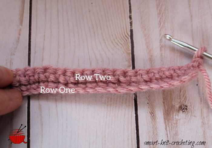 Two completed rows of single crochet