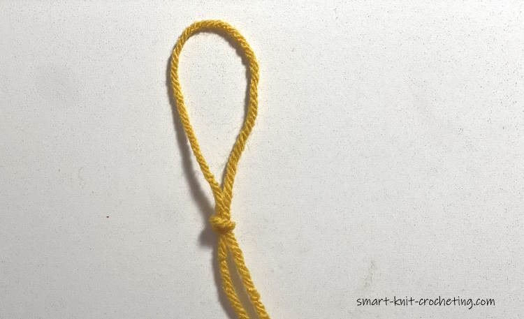 The slip knot pulled to tighten