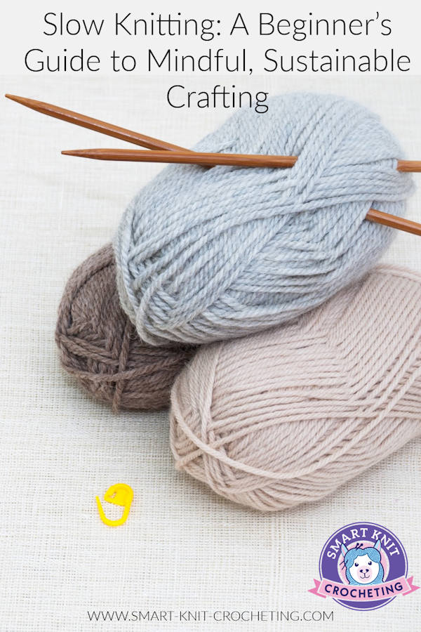 Yarn and needles for slow knitting on a pin image