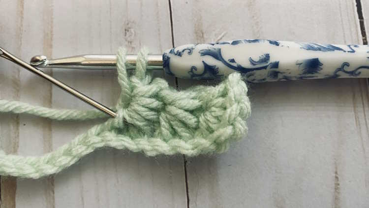 Step-by-step-crochet star stitch.  Step 2