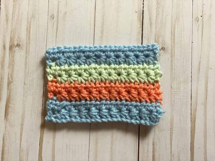 Star Crochet Stitch worked in three different colors