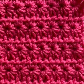 star stitch crochet worked in red yarn