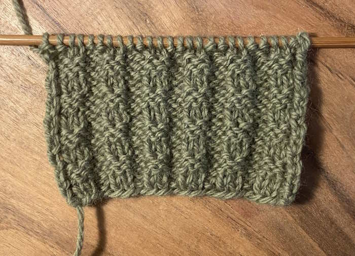 The wrong side of the thermal knit stitch pattern