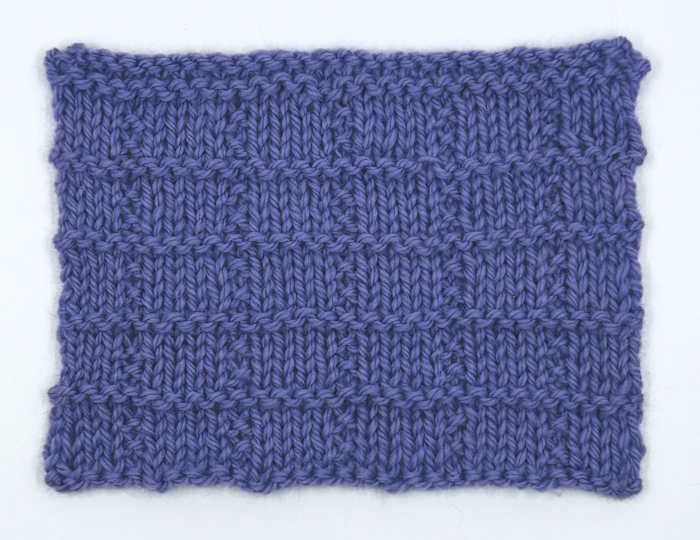 The right side of the Tile Stitch shown in blue yarn The right side of the Tile Stitch shown in blue yarn