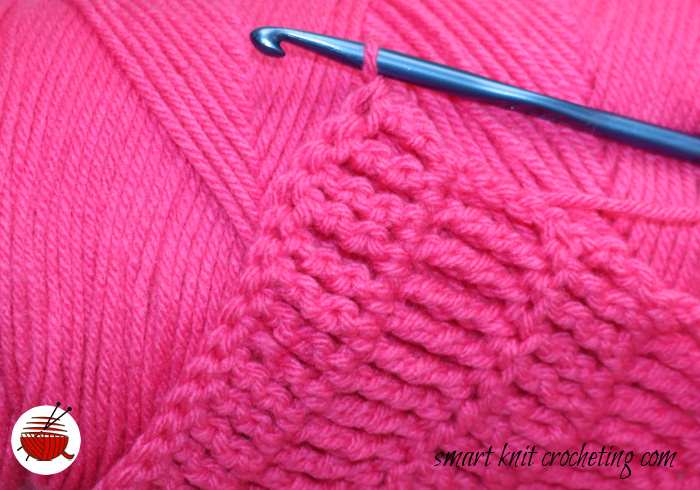 Treble Crochet Stitch worked in pink yarn Treble Crochet Stitch worked in pink yarn