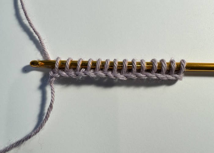 Tunisian full stitch forward pass completed