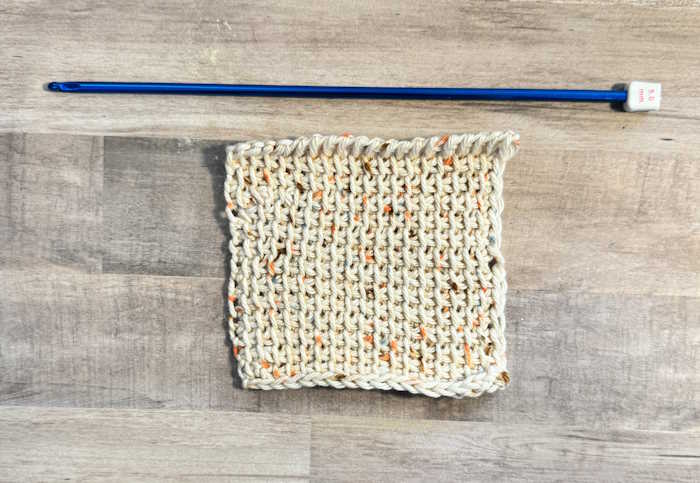 A swatch of the tunisian simple stitch crochet worked in 100% cotton A swatch of the tunisian simple stitch crochet worked in 100% cotton