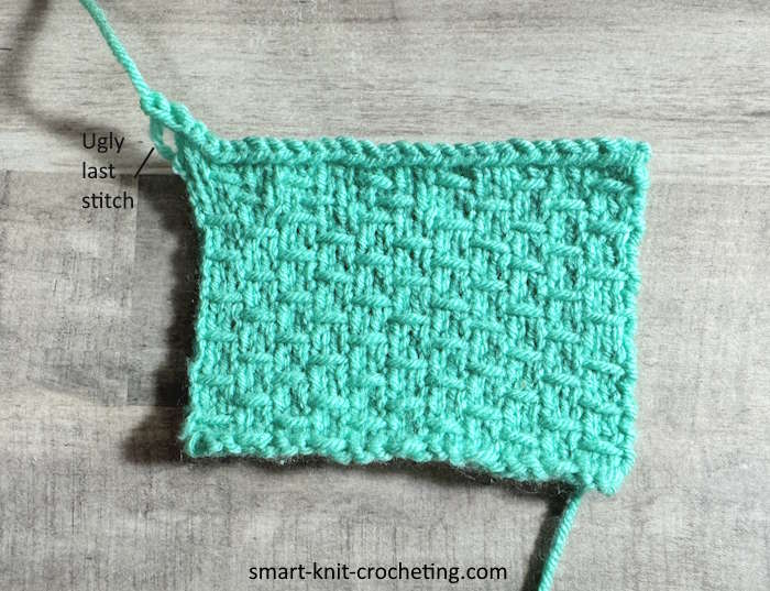 Bind off edge shows an enlarged, ugly last stitch
