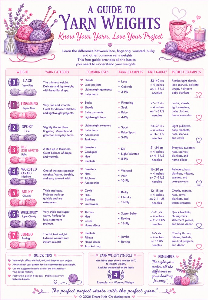 yarn weight chart information for download