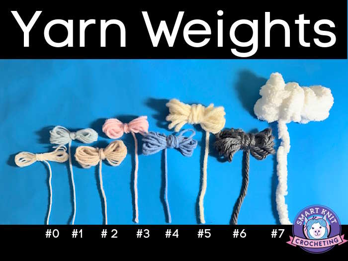 8 weights of yarn are displayed along with their CKC numbers 8 weights of yarn are displayed along with their CKC numbers