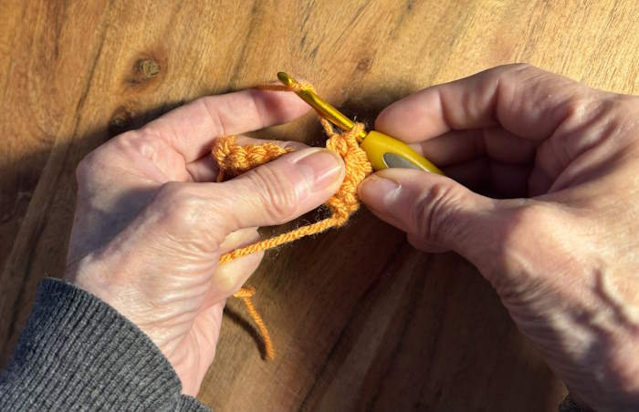 The yarn over crochet techniques demonstrated